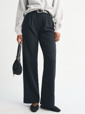 NWOT A&F Black High-Rise Wide-Leg Pants Curve Love 30